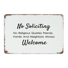 No Soliciting-No Religious Queries 12x18 Inch Metal Tin Sign Vintage Front Door Porch Home Home Décor Metal Plaque Positive Saying Quotes Aluminum Me