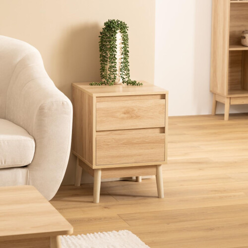 5five Abana Bedside Table with 2 Drawers in Oak Effect 1