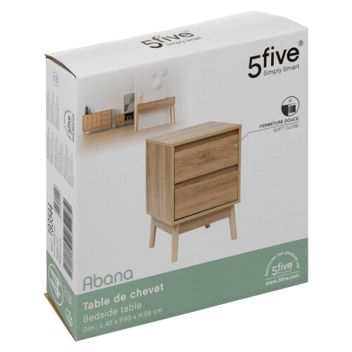 5five Abana Bedside Table with 2 Drawers in Oak Effect 2