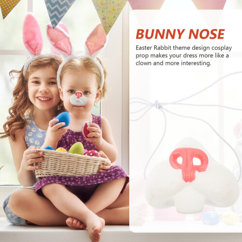 4Pcs Hard Vinyl Bunny Nose Prop Rabbit Costume Accessory for Easter 2