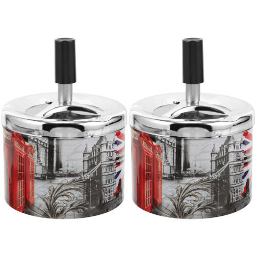2Pcs Compact Metal Ashtray Silver Decorative for Desktop 2