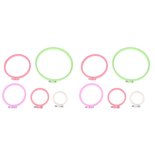 10Pcs Durable Plastic Cross Stitch Hoops for Handcraft Assorted Colors 1