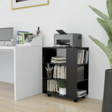 BaraSh File Cabinet, Rolling Office Filing Cabinet with Wheels, Open Compartmen,Rolling Cabinet Black 60x35x75 cm Engineered Wood