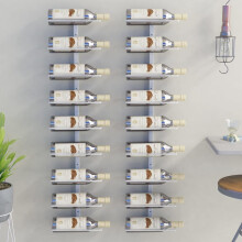 LAPOOH Wall-mounted Wine Rack for 9 Bottles 2 pcs White Iron,Wine Racks,Bottle Rack,Wine Storage Display Shelves,Wine Racks & Cabinets-340902