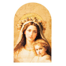 Madonna And Child Arched Wood Plaque, 5" W x 8" H - Pack of 1