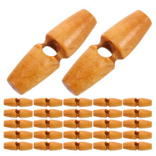 100Pcs Wooden Horn Toggle Buttons Khaki Single Hole for DIY Crafts