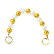 Ipotkitt Plastic Imitation Pearl Bag Extension Chain Elegant Beaded Purse Chain Lanyard with Brass Spring Gate Rings for DIY Bag Jewellery Making