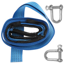 2Sets Heavy Duty Nylon Tow Rope Blue Vehicle Tow Belt for Emergency