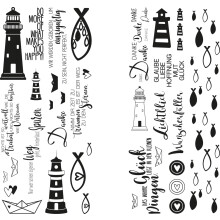 Rayher Transfer foil "Fische, Leuchtturm & Co.", various designs, tab-bag 2sheets, 31654000