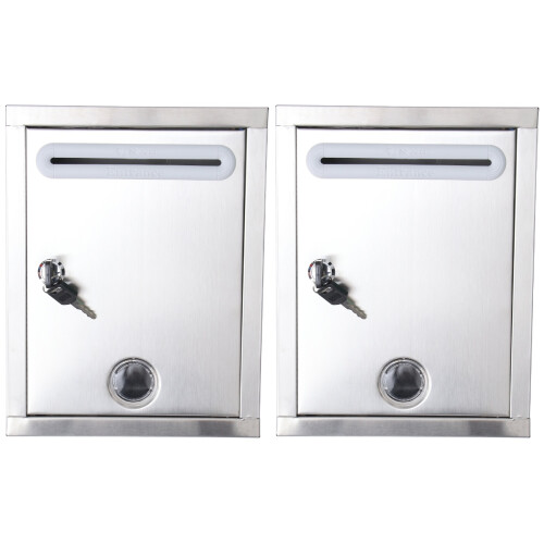 2Pcs Small Stainless Mailbox Silver Waterproof Creative Complaint Box 1