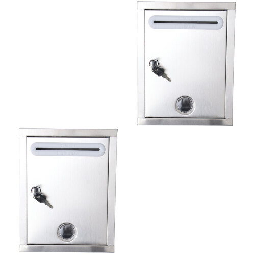 2Pcs Small Stainless Mailbox Silver Waterproof Creative Complaint Box 2