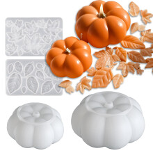 Wehous 4PCS Pumpkin Leaf Silicone Molds Set, Assorted Size Fall Pumpkin Leaves Resin Candle Molds, 3D Halloween Thanksgiving Ornament Molds, Autumn S