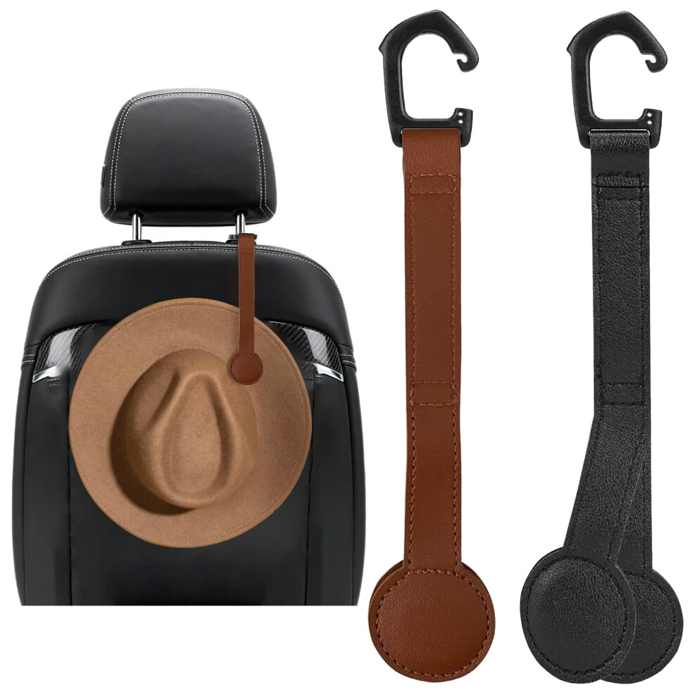 Charunee 2 Pcs Cowboy Hat Holder For Truck,Magnetic Hat Clip,Leather Hat Holder For Car,For Suv,Car,Pickup Seat Back Headrest Hat Clip Storage Organi 16159709