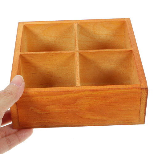 2Pcs Chocolate Wood Planter Tray Multi-Grid Organizer for Home Use 2