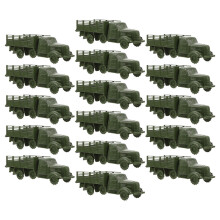 32Pcs Mini Army Truck Toy Models Olive Green Plastic Vehicle Play Toys