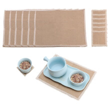 Vctitil Burlap Placemats with Coasters Set - 6 Pcs Durable Household Table Mat, 6Pcs Rustic Jute Coasters Universal Non Slip Heat-Insulated Home Deco