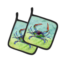 Caroline's Treasures Crab Pair of Pot Holders 8550PTHD, Fabric, Multicolor