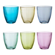 Pasabahce Set of 6 Coloured Water Glasses 285ml Multicoloured Glasses
