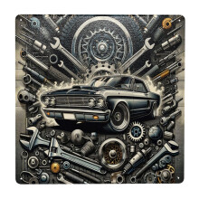 Vintage Muscle Car & Mechanical Gear Metal Tin Sign Retro Garage Wall Art Home Decor Classic Auto Tinplate Poster Gift For Car Enthusiasts Aluminum S