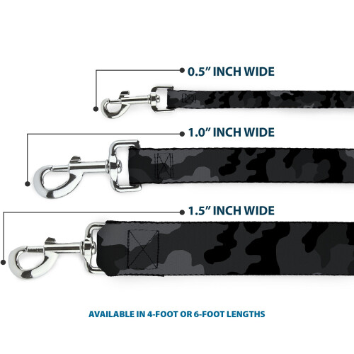 Buckle Down "Camo Charcoal Pet Leash, 6' x 1.5" 2