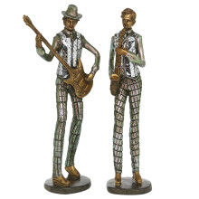 Deco 79 Set of 2 Multi Colored Polystone Vintage Musician Sculpture 11.75, 12 Inches