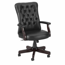 Bush Furniture Salinas High Back Tufted Office Chair with Arms, Black Leather