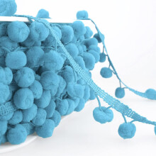 Stephanoise & Mediac Jumbo Pompom Fringe 2"X11yd-Turquoise