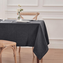 TOSMO 100% French Linen Tablecloth, Washable Farmhouse Rectangle Table Cloth for Kitchen, Dining, Party, Cocktail, Indoor and Outdoor Daily Use(60''x