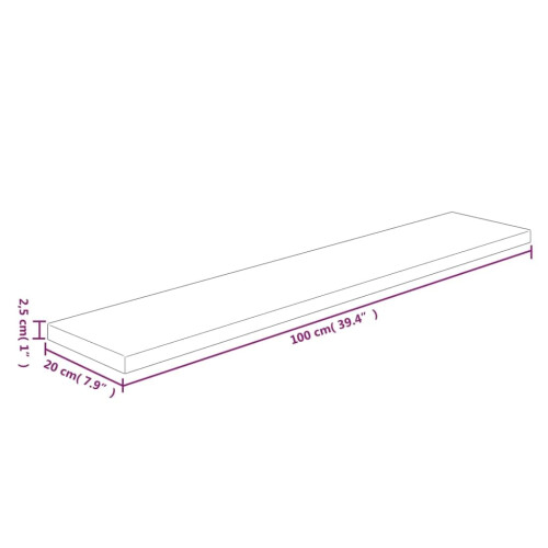 Shelf Board 100x20x2.5 cm Untreated Solid Wood Oak 1