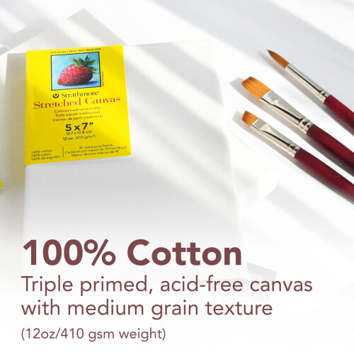 Strathmore Stretched Canvas, Cotton, White, 5x7 1