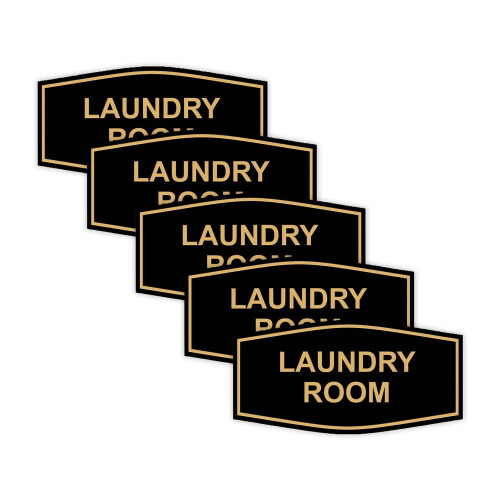 Fancy Laundry Room Sign (Black/Gold) - Large 5 Pack