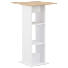 Tidyard Bar Table Pub Dining High Table, Kitchen Table Cocktail Table for for Living Room, Kitchen, Restaurant, Pub White and Sonoma Oak 60x60x110 cm