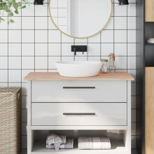 Tidyard Bathroom Countertop Wood Bathroom Vanity Top Sink Accessory Countertop Worktop Vanity Top Tabletop Replacement 100x50x1.5 cm Solid Wood Beech