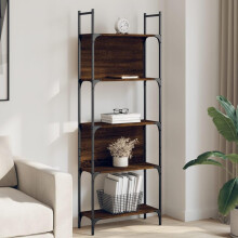 BaraSh Bookshelf, Shelving Unit, for Office, Study, Living Room, Bedroom,Bookshelf 5-Tier Brown Oak 60.5x24x166.5 cm Engineered Wood
