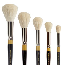 KINGART B-125 Premium 5 pc. Original Gold 9265 Round MOP Series Artist Brush Set, Soft White Natural Hair, Short Handle, for Acrylic and Oil Painting