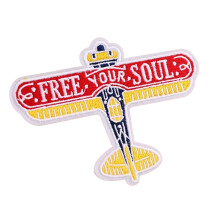 Cartoon Airplane Iron On Patch, Love & Freedom Fly Flight Embroidered Patches DIY Decorative Patch for Bags Hats Clothes Jacket Jeans Backpacks