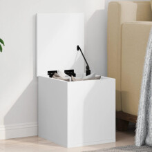 qohoio Storage Box White 30x35x35 cm Engineered Wood,Wooden Chipboard Storage Box Chest with Lid Home Office Organiser
