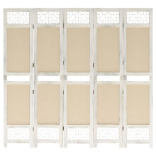 LAPOOH 5-Panel Room Divider Cream 175x165 cm Fabric,Room Divider,Room Divider Screen,Bedroom Panel Screen,Bedroom Furniture-338560
