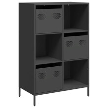 Gecheer Sideboard Freestanding Storage Cupboard Tall Storage Cabinet Bookcase for Living Room Bedroom Office Black 68x39x103.5 cm Steel