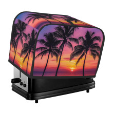 Two Slice Toaster Cover with Palm Trees Silhouette at Sunset Printing Kitchen Small Appliance Covers Fingerprint Protector