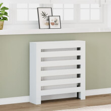 qohoio Radiator Cover White 78x20x82 cm Engineered Wood-Radiator Cover Modern MDF Vertical Slats Wood Decorative Cabinet for Living Room Bedroom Hall