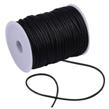 CHGCRAFT 55 Yards Satin String Cord for Clothing Button Knitting Chinese Knots Cord for Bracelets Necklace DIY Jewelry Making, Black