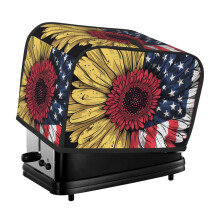 Two Slice Toaster Cover with Sunflower US Flag Printing Kitchen Small Appliance Covers Fingerprint Protector