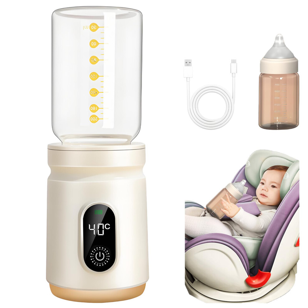 Portable Baby Bottle Warmer 6000mAh Battery Powered, Fast Heating, Type C Charging, Leak Resistant Design