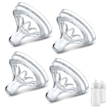 Natural Silicone Baby Bottle Nipples 4 Pack, AntiColic BPA , No Spill Flow 1 for Philips Avent