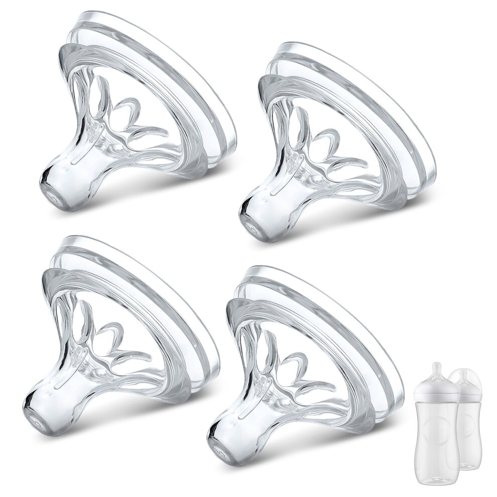 Natural Silicone Baby Bottle Nipples 4 Pack, AntiColic BPA , No Spill Flow 1 for Philips Avent