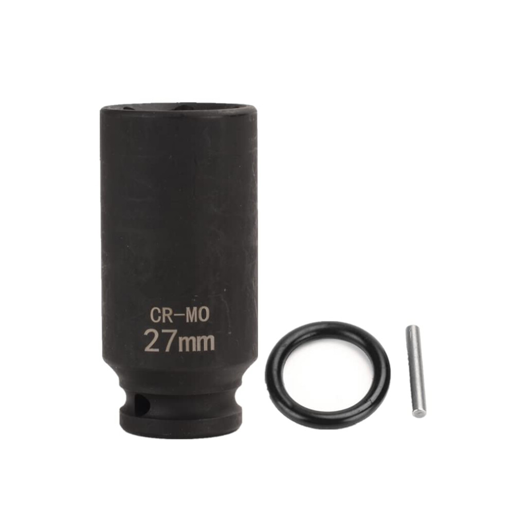 Impact Socket 1/2 Inch Drive 27Mm Deep 6 Point Axle Nut Socket Chrome Molybdenum 9070919828027
