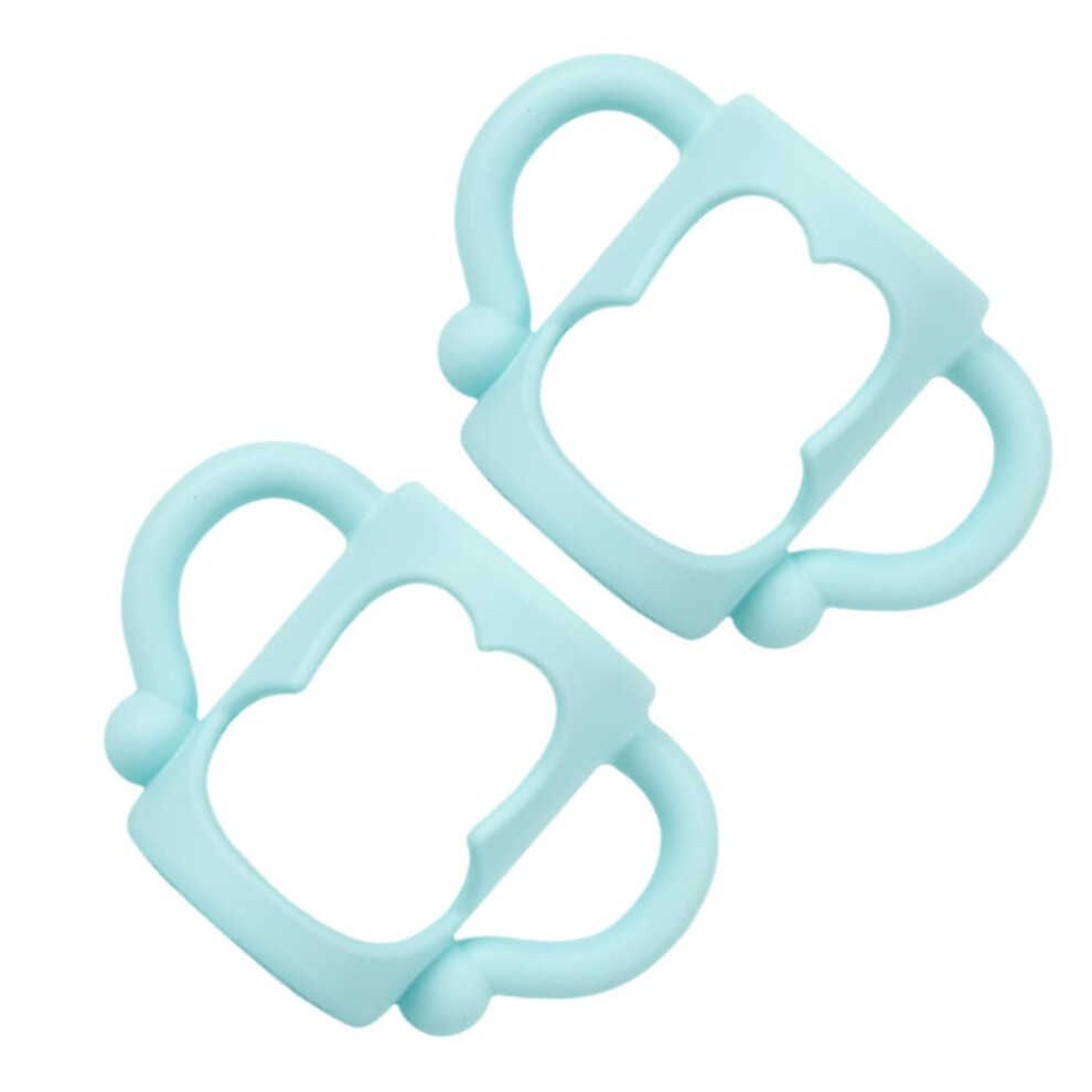 2pcs Silicone Bottle Handle for Baby Feeding, Ergonomic Non‑Slip Grip, Removable and Dishwasher Safe, Light Blue