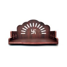 DIVOKAH MDF Small Wooden Temple/Wall Shelves/sinhasan/Pooja Stand/Hindola (8.5 in * 6 in * 5.5 in) (8 MM Plywood Thickness) (SNS BR SWASTK)