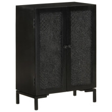 ZEYUAN Sideboard Black 55x30x77 cm Solid Wood Mango and Iron,Sideboard Kitchen Units,Storage Unit,Sideboard With Drawers